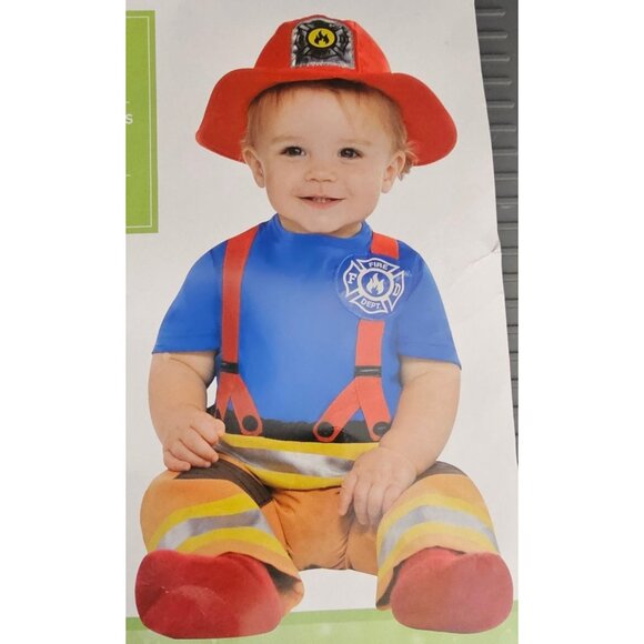 My First Fireman Costume 6-12 Months Baby Firefighter Uniform Soft Hat Halloween - Picture 6 of 7